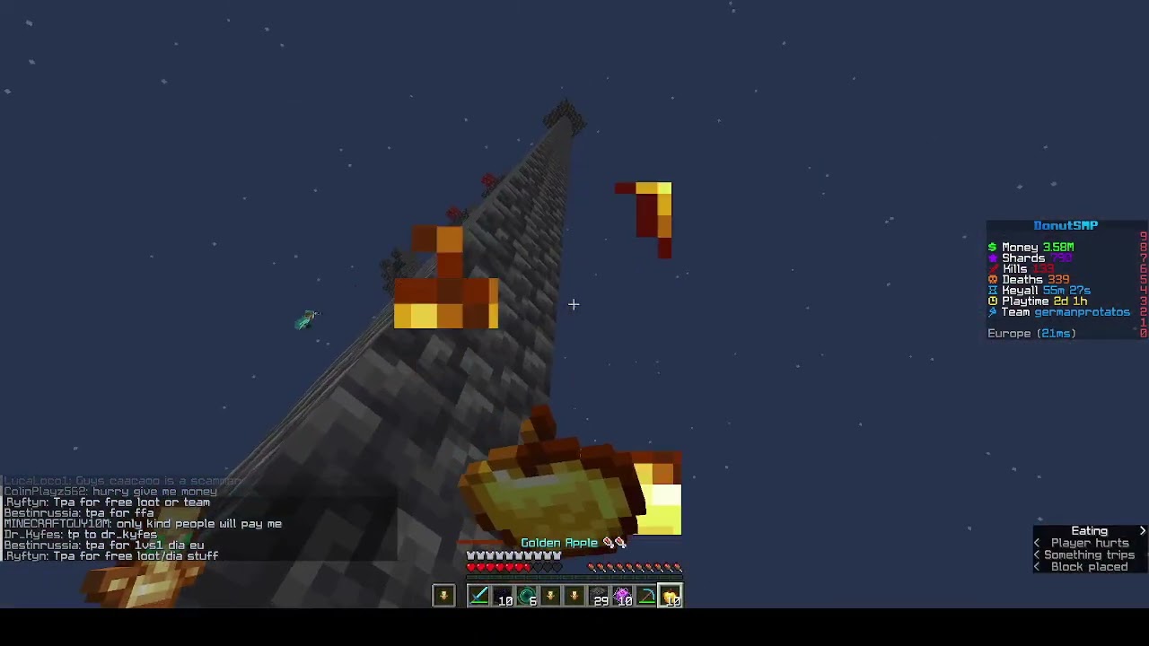 Killing tp trapper on DonutSMP.net! 2 Elytra kills!