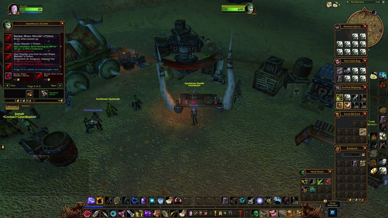 Merchant's Favor Alchemy Recipe Vendor Location [HORDE], WoW Forever - Apothecary Durelle Location