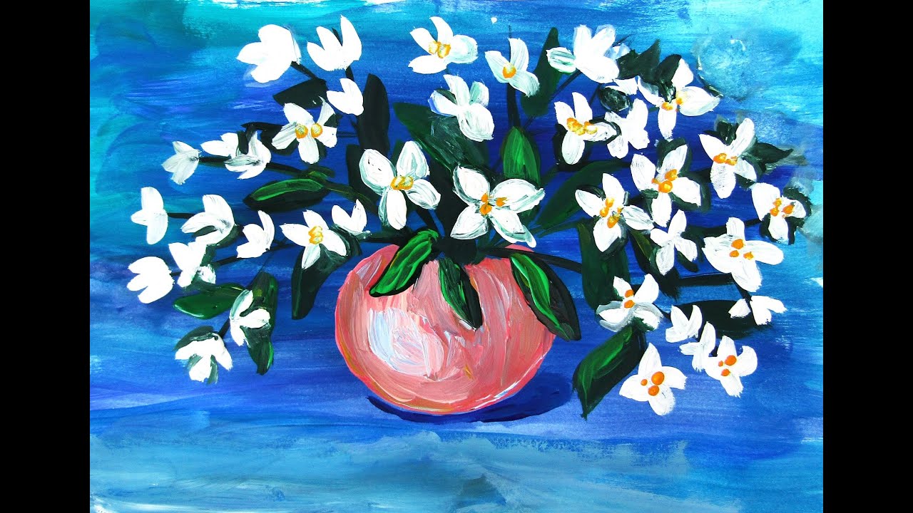 Tutorial de pictură pentru &icirc;ncepători. Buchet de iasomie/How to Draw Jasmine Flowers
