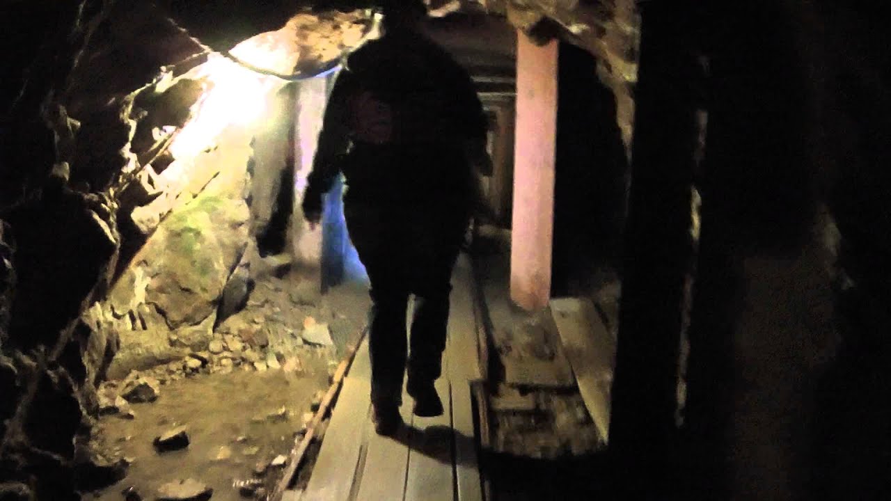Walking out of the Silver Plume Silver Mine in Colorado