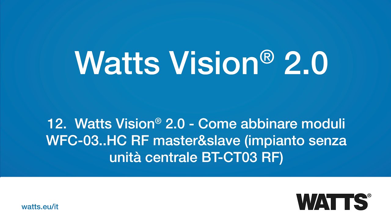 12  Watts Vision&reg; 2.0: come abbinare moduli WFC-03..HC RF master&slave (senza unit&agrave; centrale)