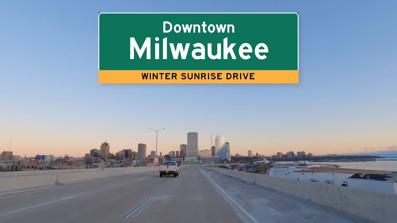 Downtown Milwaukee | Winter Sunrise Drive | 4K Ambient Driving
