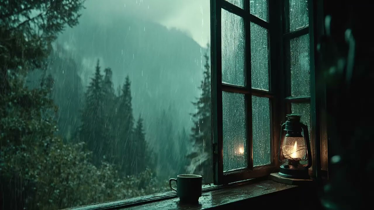 Rain and Thunder Sounds Outside the Window 🌧️ Cozy Bedroom Night Ambience for Sleep, Anxiety Relief