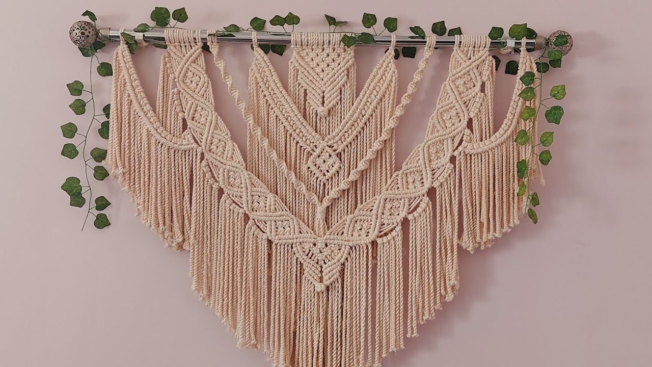 Tutorial macrame wall hanging ❤️جدارية مكرميه بشرح مبسط للمبتدئين (الجزء الأول)