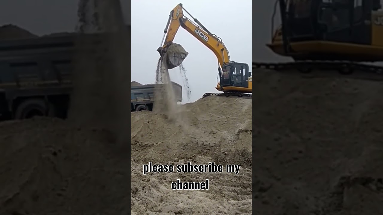 #jcb excavator loading  soil in truck