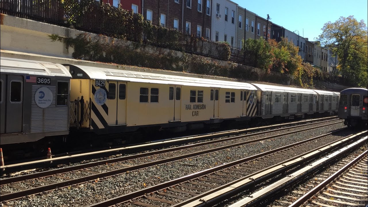 NYC Subway HD 60fps: Rail Adhesion GEL Train on BMT Brighton Line @ Cortelyou Road & Prospect Park