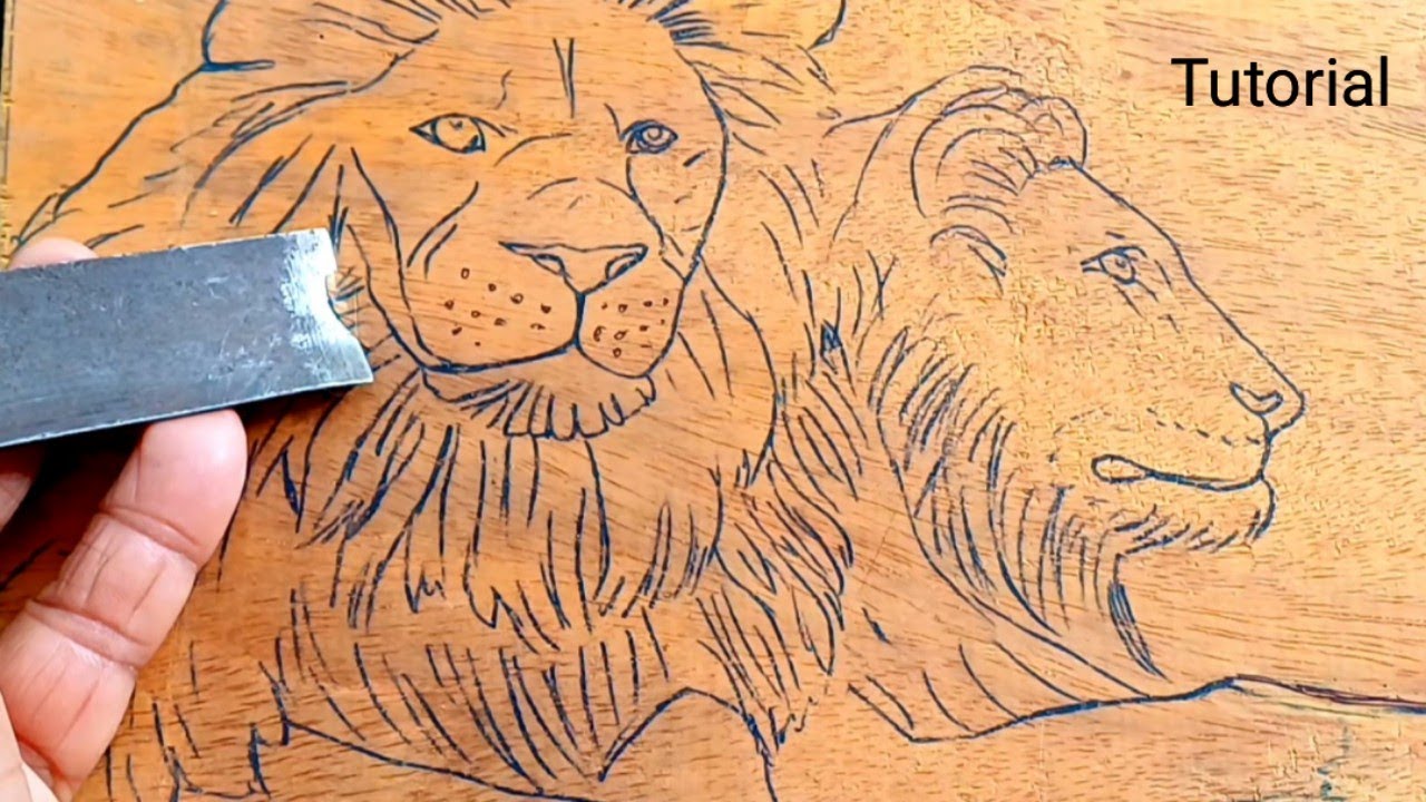 Lion and Lioness best wood carving tutorial