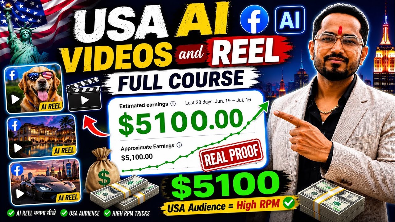 🔥 Facebook USA AI Reel Monetization | $5100 Earning Proof + AI Reel Step-by-Step Tutorial