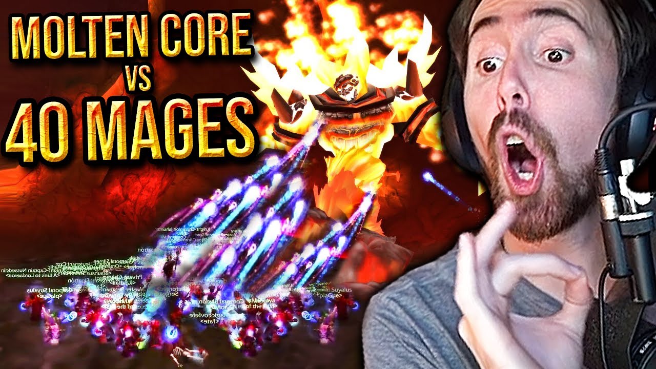 WORLD FIRST! Asmongold AMAZED By 4͏͏0 Mages VS Molten Core | Classic WoW