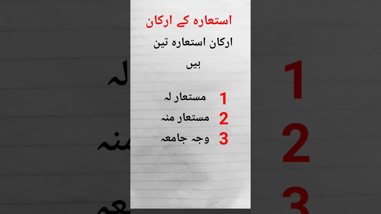 arkan e ista'ara kitny hn?|ارکان استعارہ