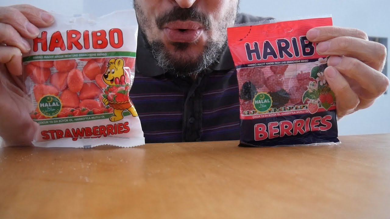 ASMR Deutsch – HALAL Haribo Gummibärchen Test – Beerige Sorten -  Genauso gut?