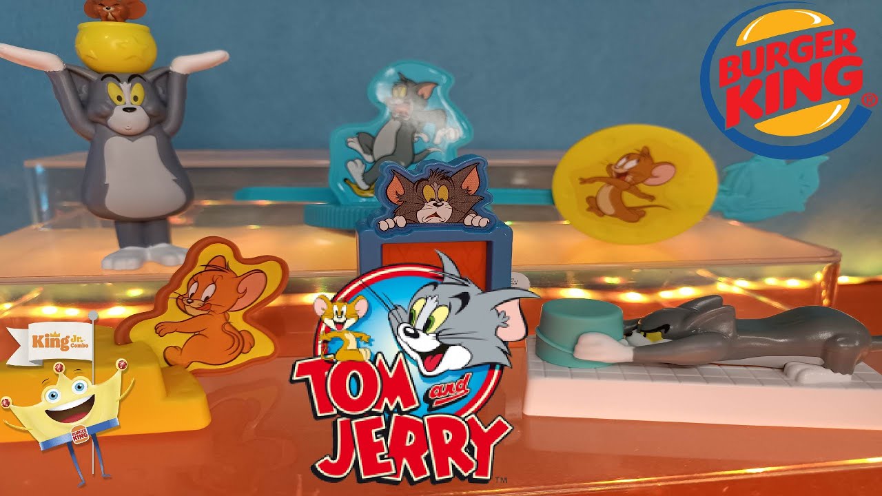 King Jr Tom y Jerry 🐱 Burger King 🐭 Figuras de Tom and Jerry 🍔 Trompo Carrito Cajita feliz de BK