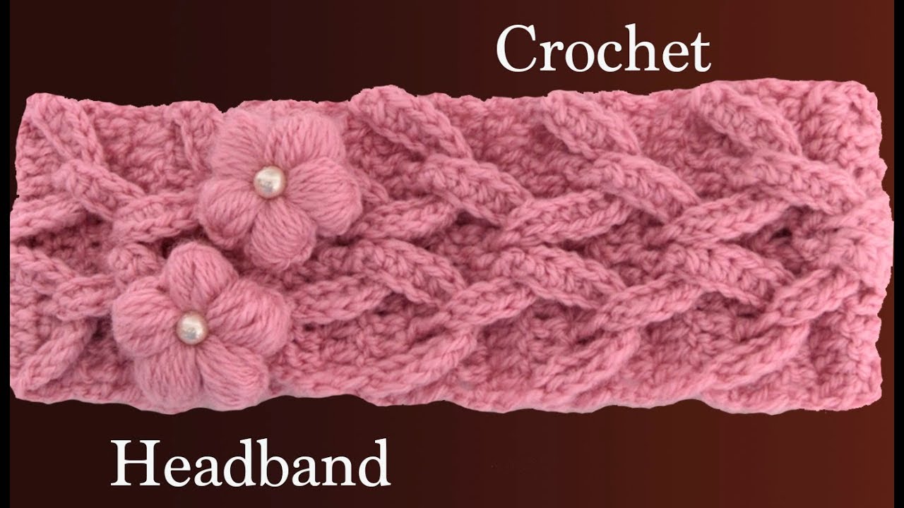 Diadema a Crochet con flores en punto cadenas de trenzas en 3D tejido tallermanualperu