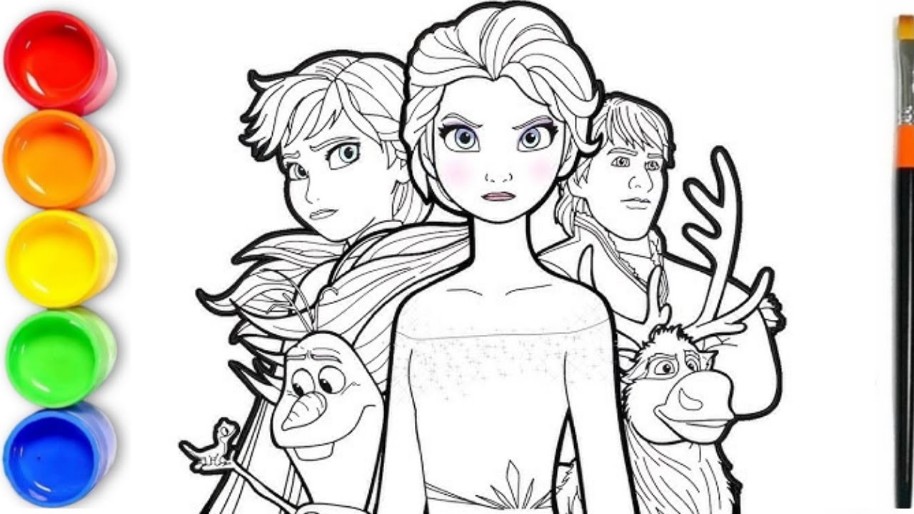 How to draw Frozen Characters | Disney Frozen 2 Elsa Coloring Page