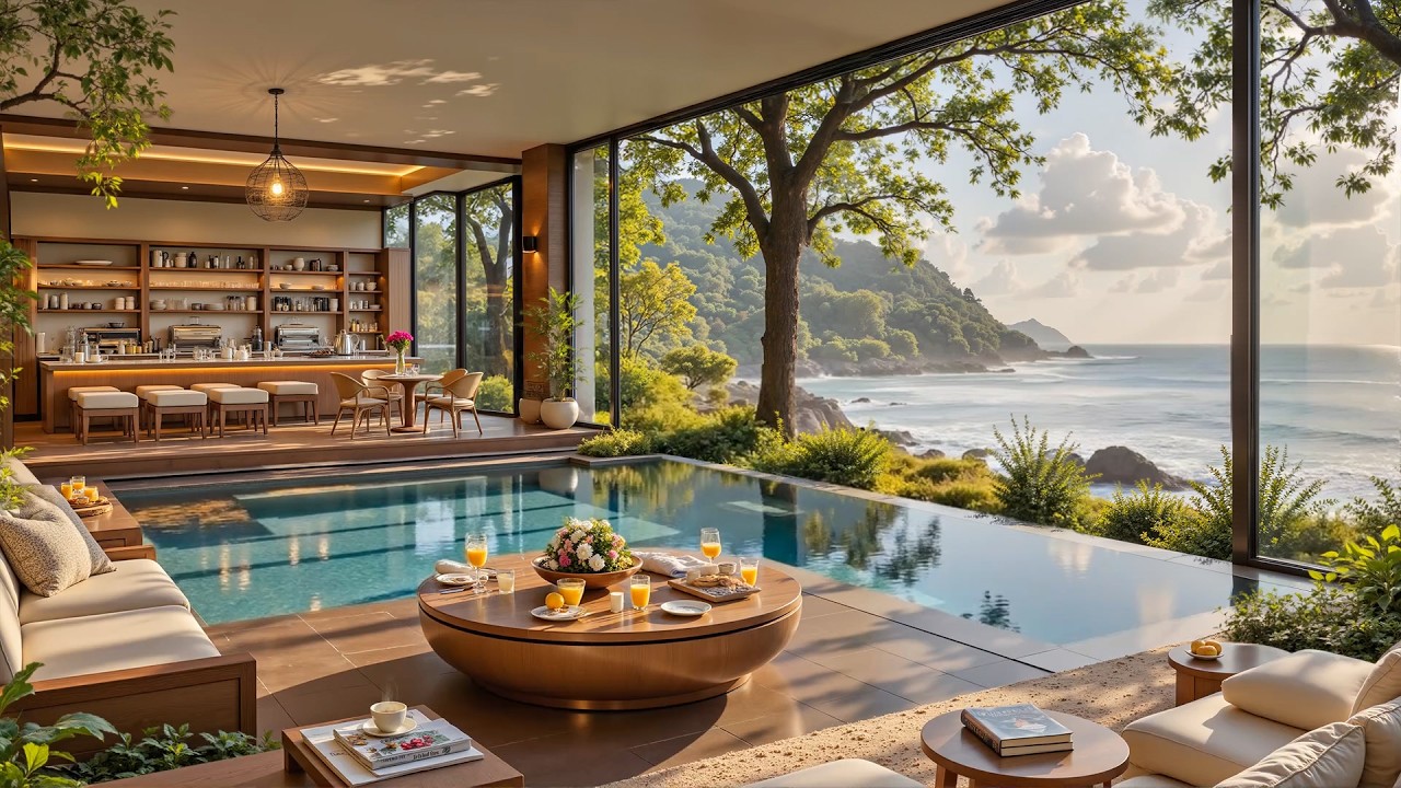 Peaceful Morning Jazz in Luxury Ambience 🌊 Soft Ocean Sounds for Study & Focus