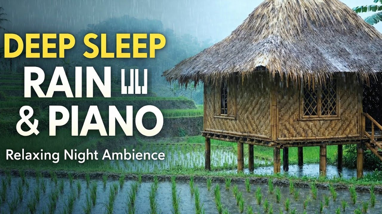 Gentle Rain & Soft Piano Music for Deep Sleep and Stress Relief