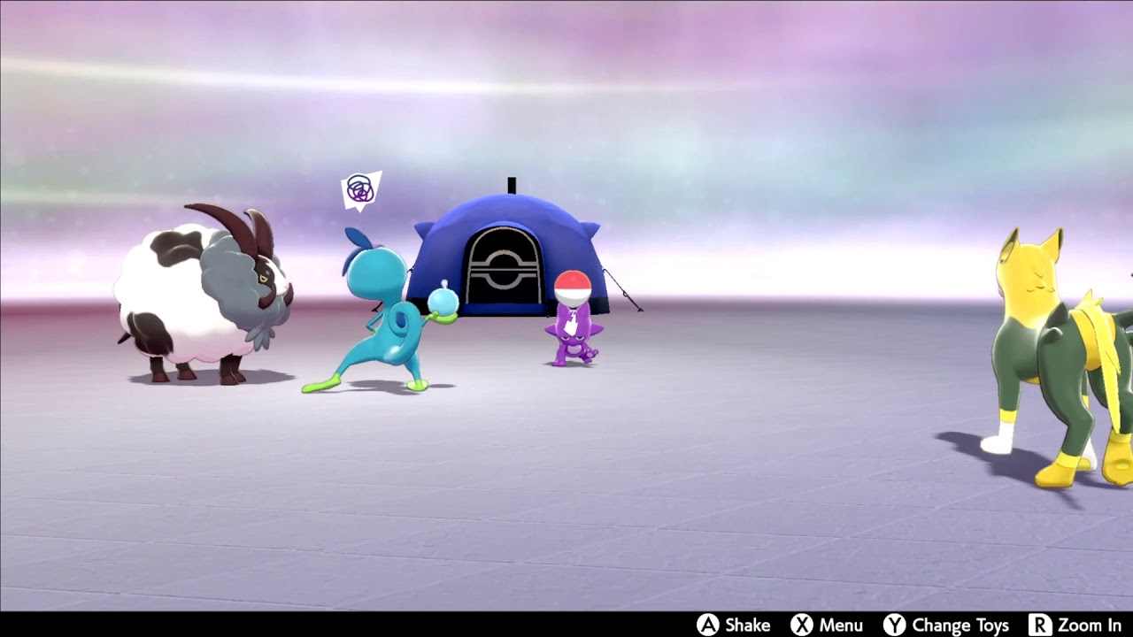 Pokemon Sword & Shield - Dubwool & Drizzile Fight In Pokemon Camp (Clip)