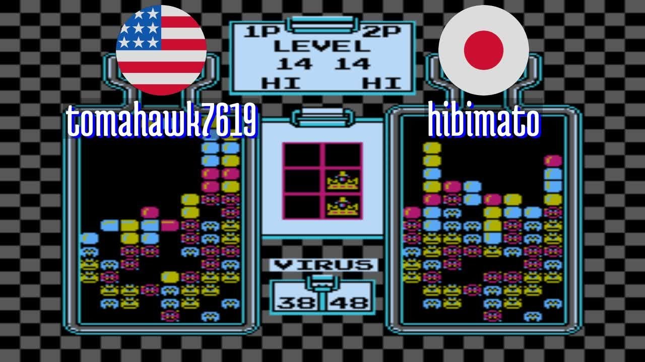 FT2 @nes_drmario: tomahawk7619 (US) vs hibimato (JP) [Dr. Mario NES Fightcade] Jan 26