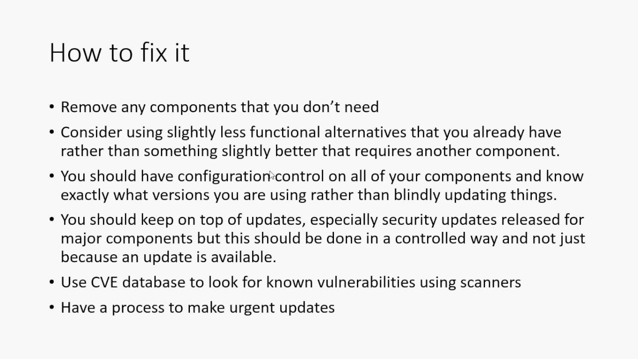 OWASP Top 10 - A9 Components with known vulnerabilities