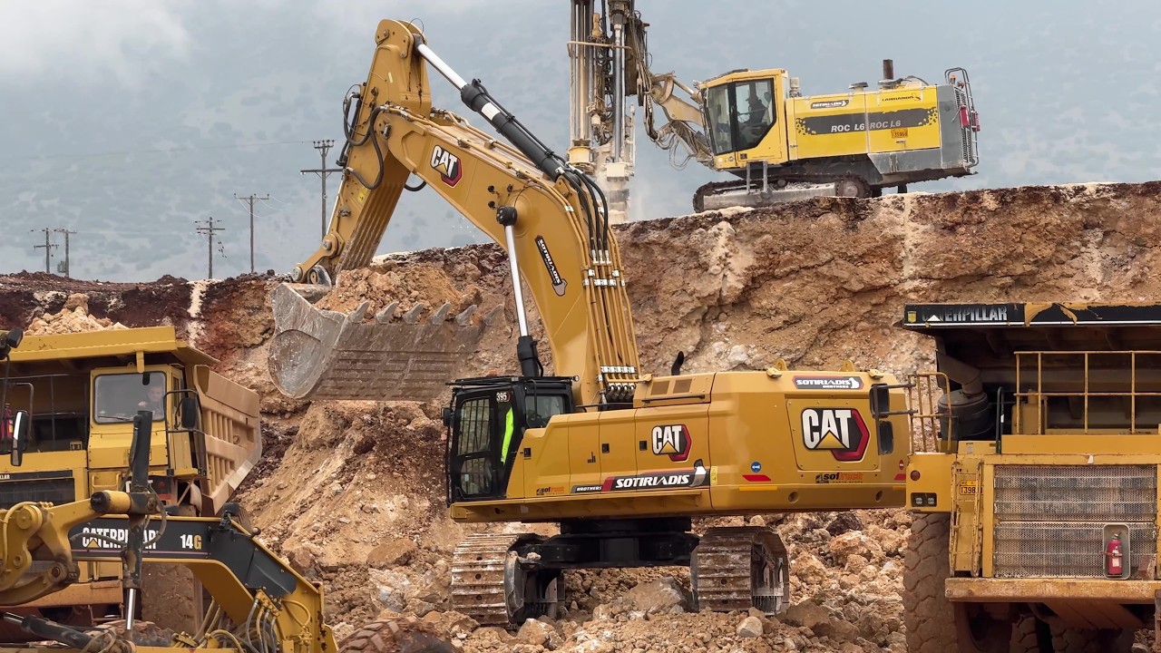 Constr. Site In Action, Cat 395, Cat 777, Cat 14G Grader & Cat D8R - Sotiriadis/Labrianidis - 4k