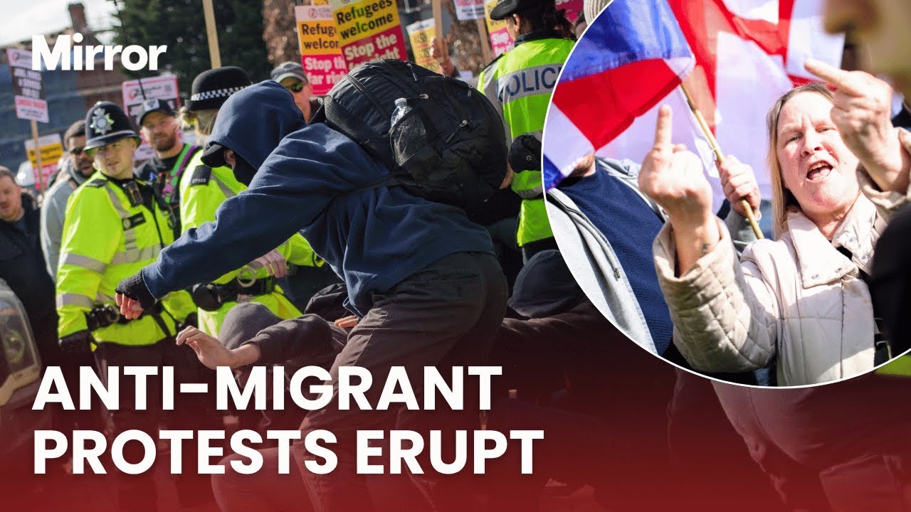 Anti-migrant protests turn VIOLENT as scuffles erupt with police