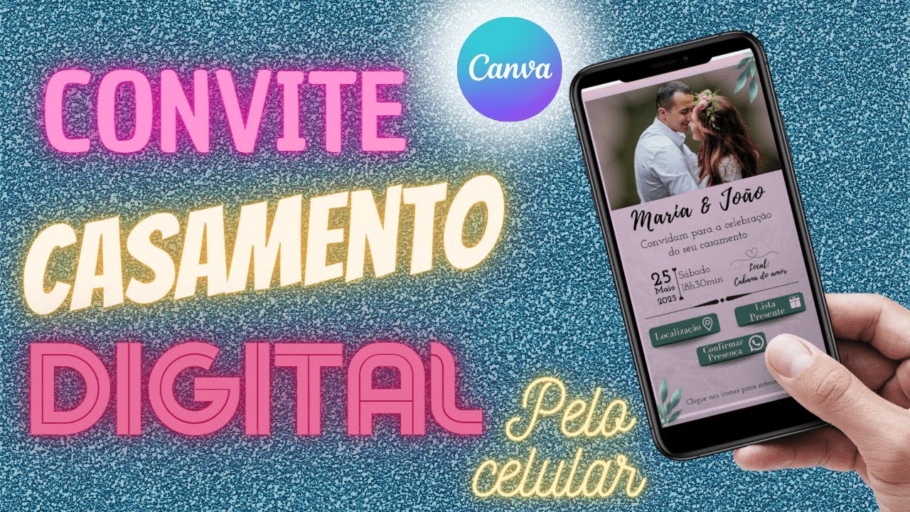 ✅Convite de Casamento digital no Canva pelo celular |Como colocar link clicável em convite no canva