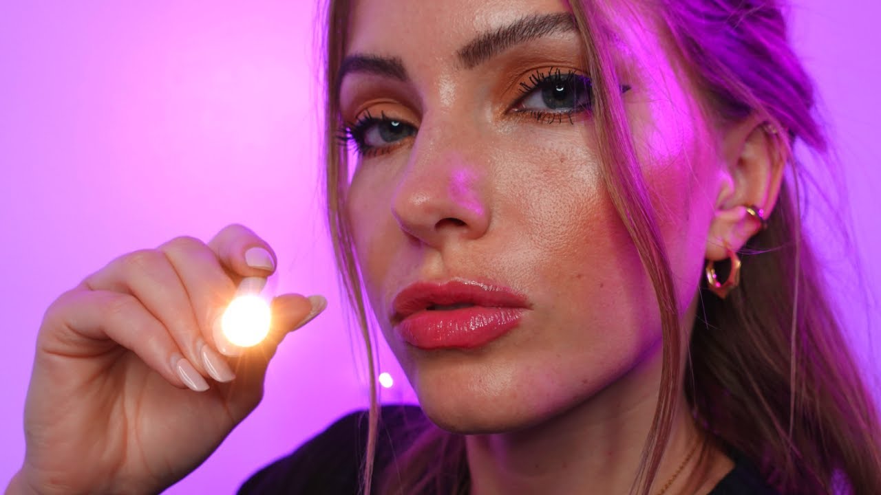 ASMR | Light Triggers | Gentle Tongue Clicking + Close Up Whispers | Follow The Light |
