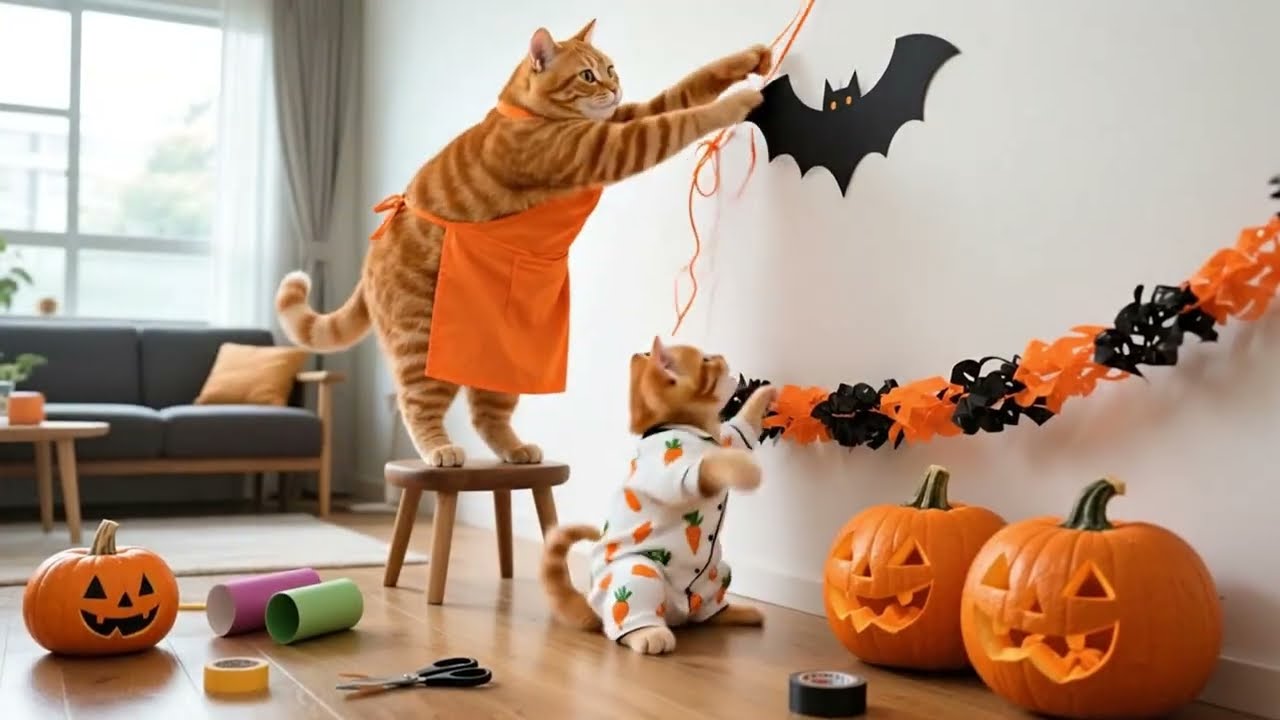 Mama Cat Is Chased By Ghost 👻😨, Brave Ginger Kitten Rescues 💞
