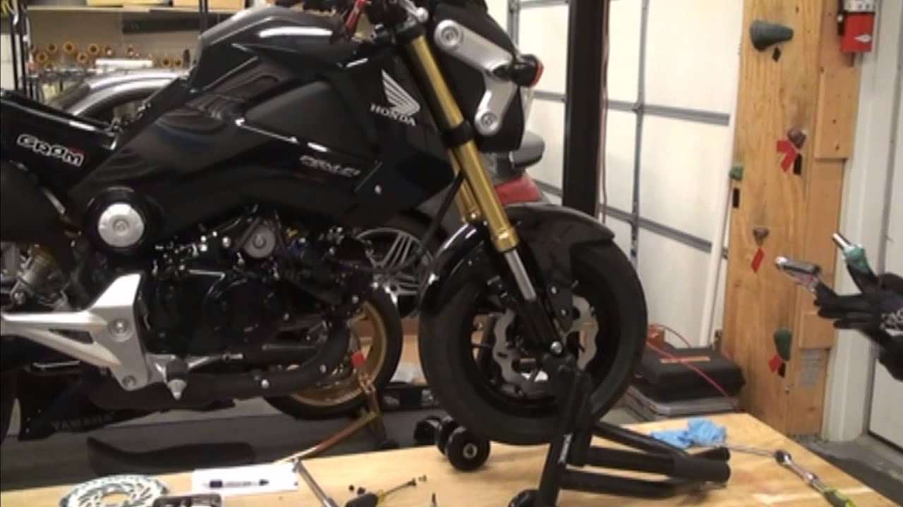Honda Grom FRONT Brake Upgrade (Galfer Wave Rotor, Brembo, Tyga) PART 1 - Hardracing #GromBrakes