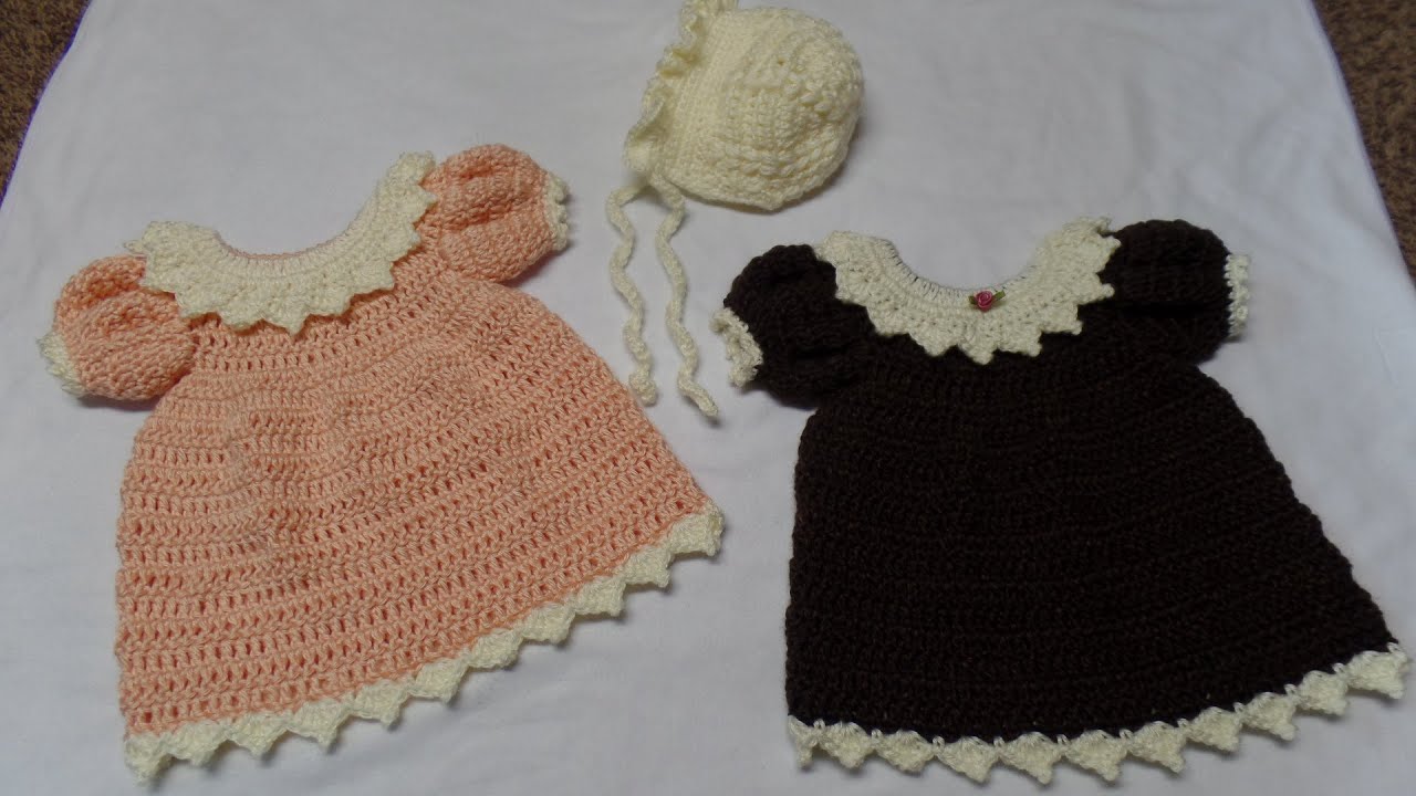 Easy Crochet Newborn Dress and Bonnet Part 1 Dress TUTORIAL #288 Bagoday Crochet