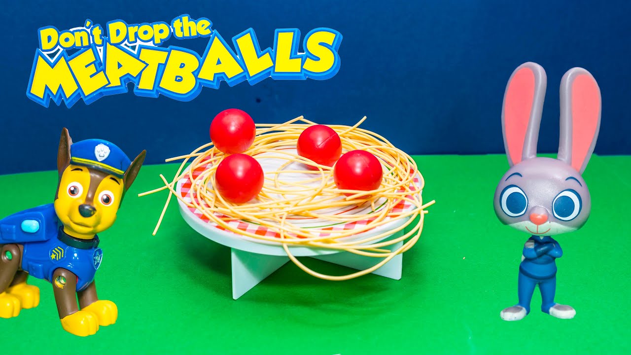 Playing Don't Drop the Meatballs Game with Judy Hopps Zootopia vs Paw Patrol