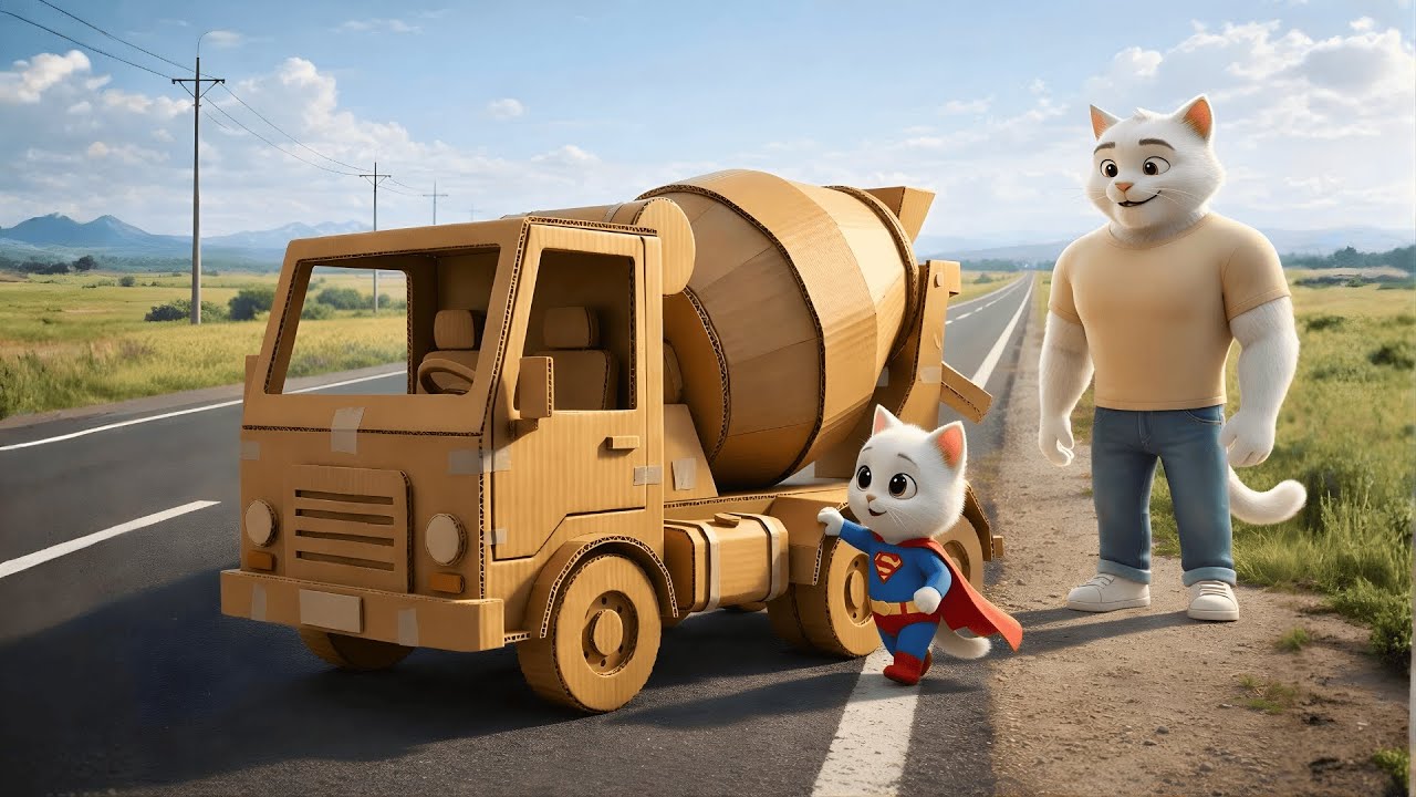 A Brave Kitten Builds a Concrete Truck to Fix a Dangerous Road – Unbelievable Ending | AI Cat Story