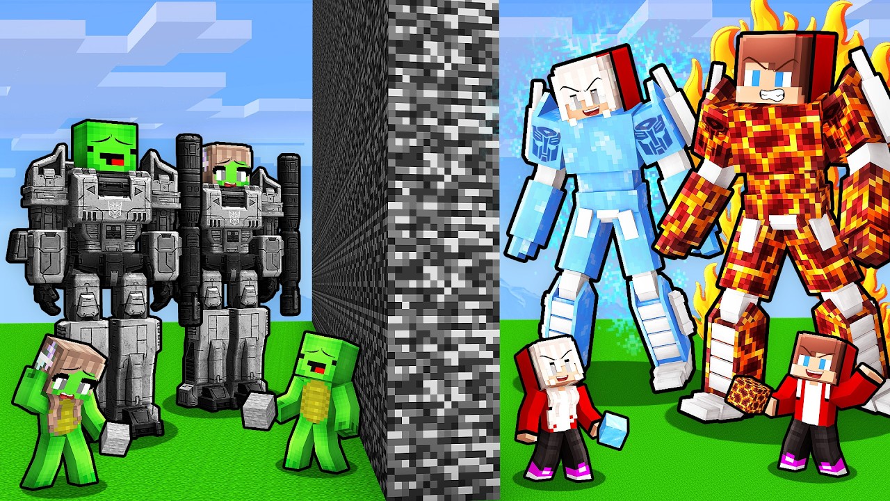 Mikey and JJ Family Cheated With //ELEMENTAL in Transformer Battle in Minecraft! (Maizen)
