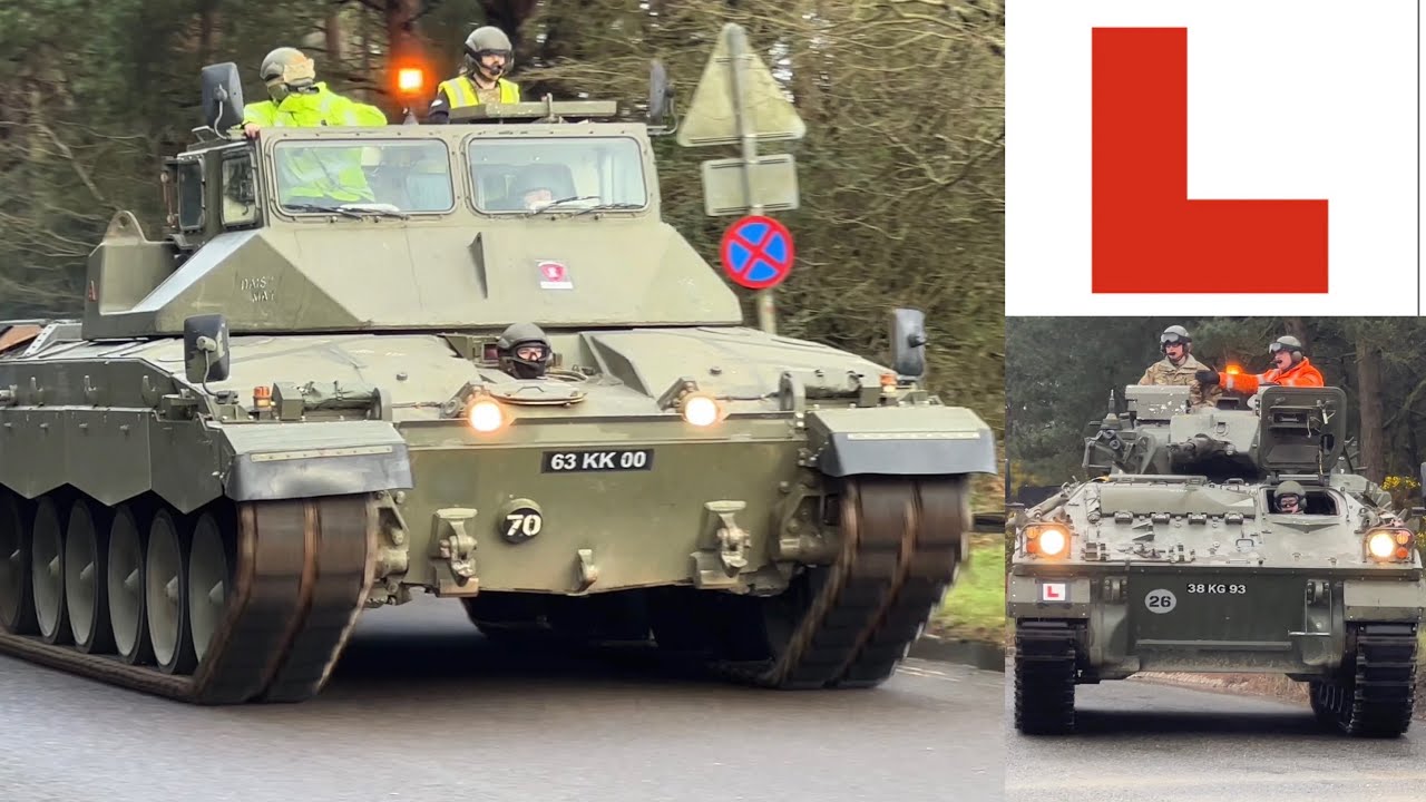 Learners drive TANKS on UK public roads! (Challenger DTT & Warrior IFV)