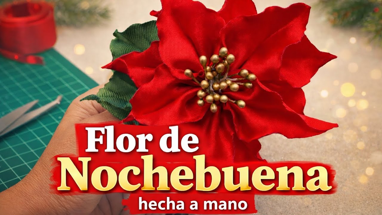 Cómo hacer Nochebuena en listón / flor de Pascua / Flor de Navidad 🌺