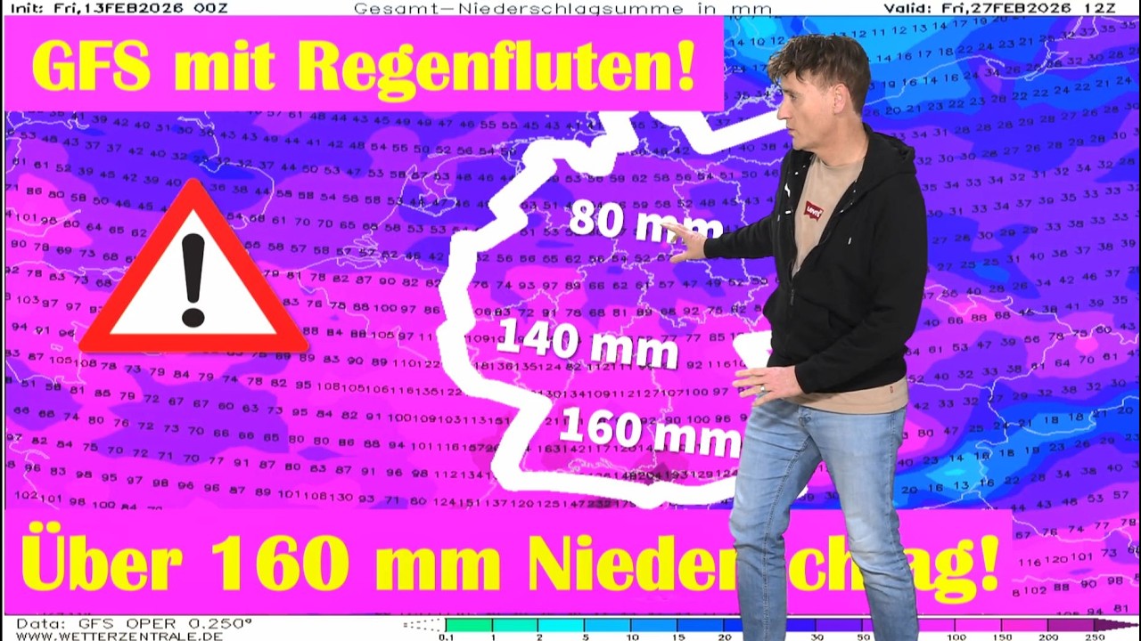 200 Liter Niederschlag bis Ende Februar! Hochwassergefahr steigt deutlich an! Am Wochenende Schnee