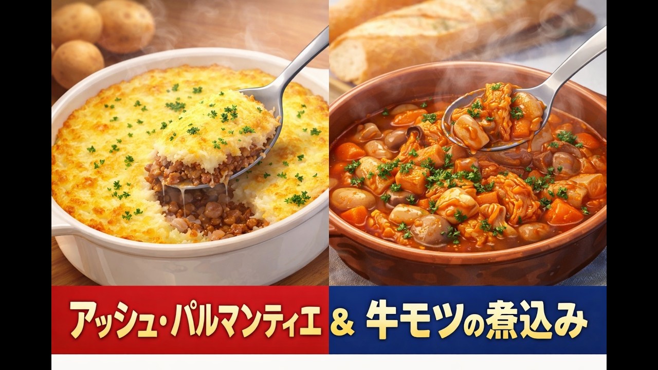 アッシュパルマンティエと牛モツの煮込みを作ったった（解説なし・作業ログ的ASMR？）