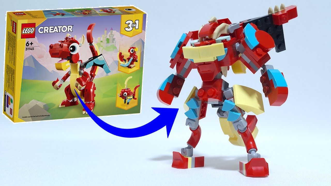 Я сделал альтернативную сборку робота Dragonoid, используя набор LEGO 31145.