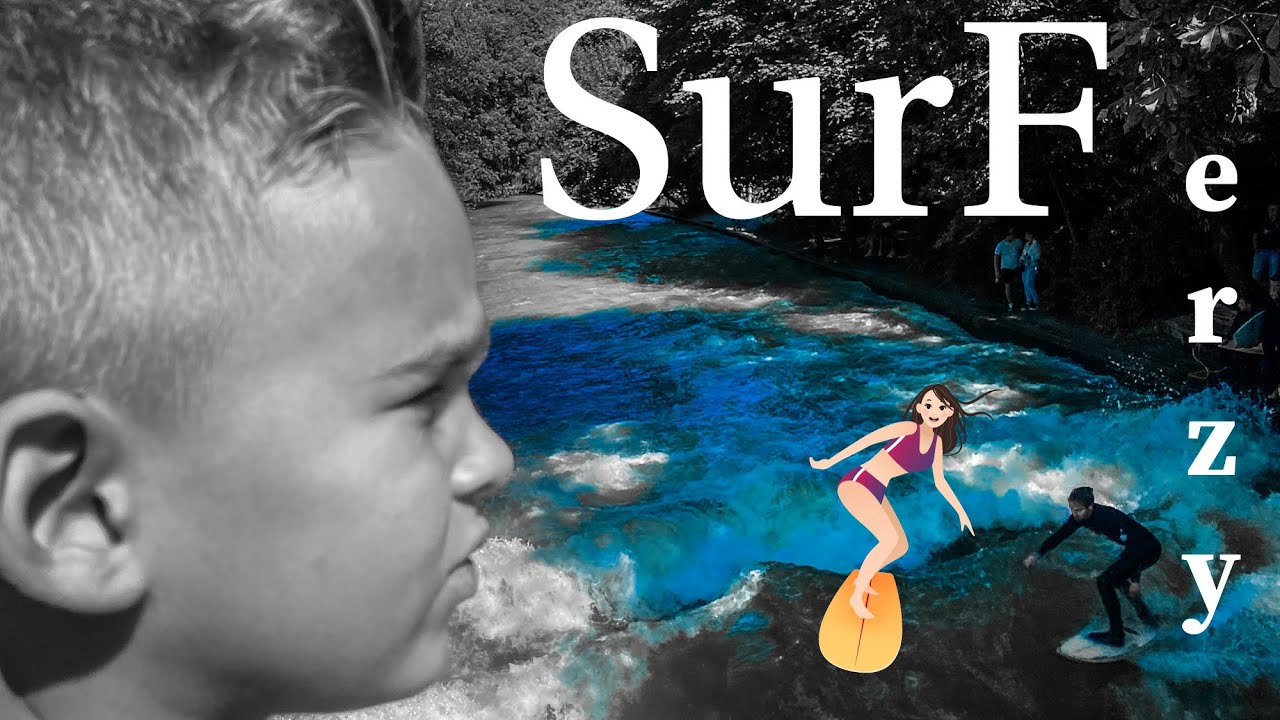 Surferzy na rzece Eisbach w Centrum Miasta