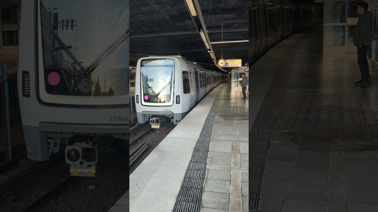 Stockholm Red Line arriving into Gamla Stan towards Fruangen