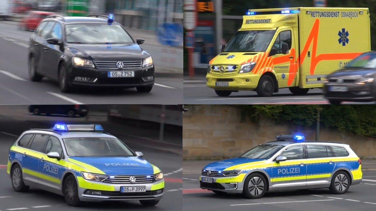 (Gemeldeter Schusswechsel) Zügige Einsatzfahrten Polizei + Rettungsdienst Stadt Osnabrück