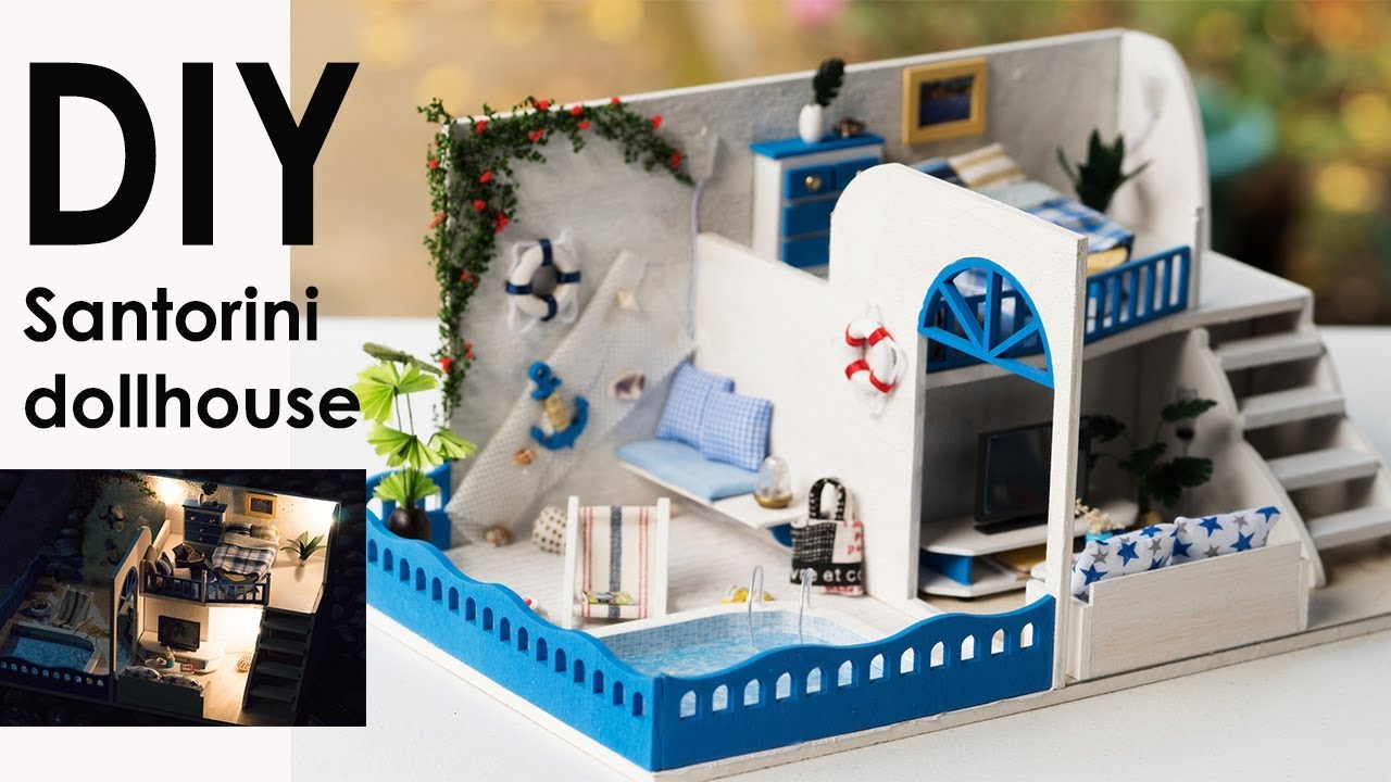 DIY Miniature Dollhouse Kit with Pool - Mediterranean Sea