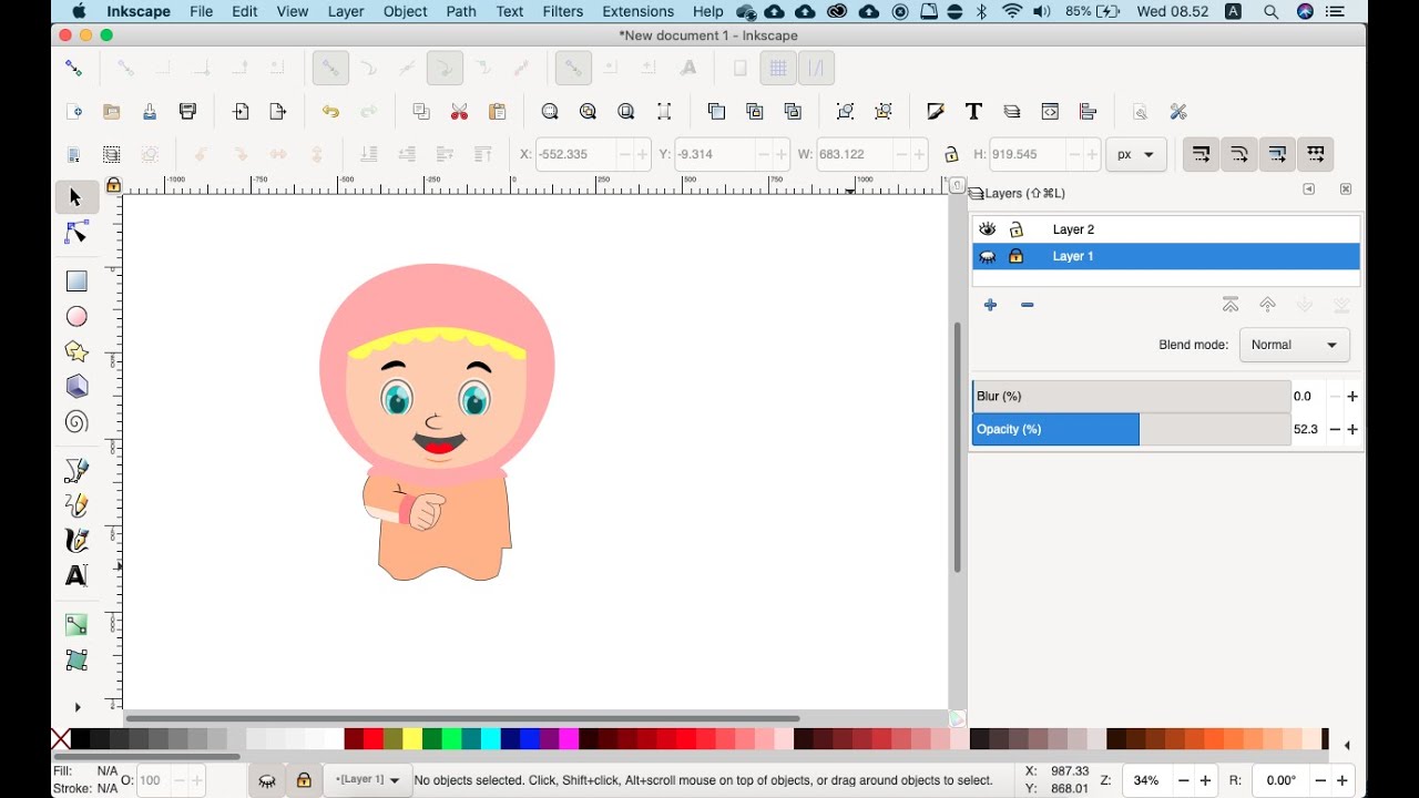 (INKSCAPE) MEMBUAT GAMBAR KARTUN DENGAN MENJIPLAK: SIMPLE DRAWING
