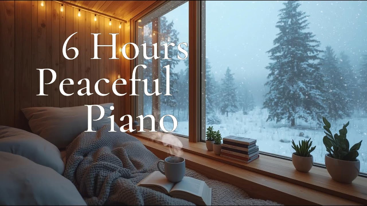6 Hours Winter Cabin Ambience ❄️ Calm Piano & Snowfall for Sleep, Focus & Relaxation