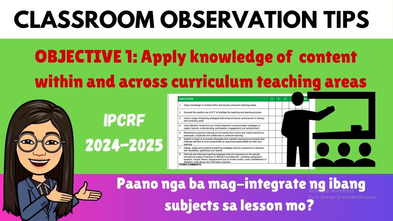 Classroom Observation: Objective 1 (IPCRF 2024-2025)