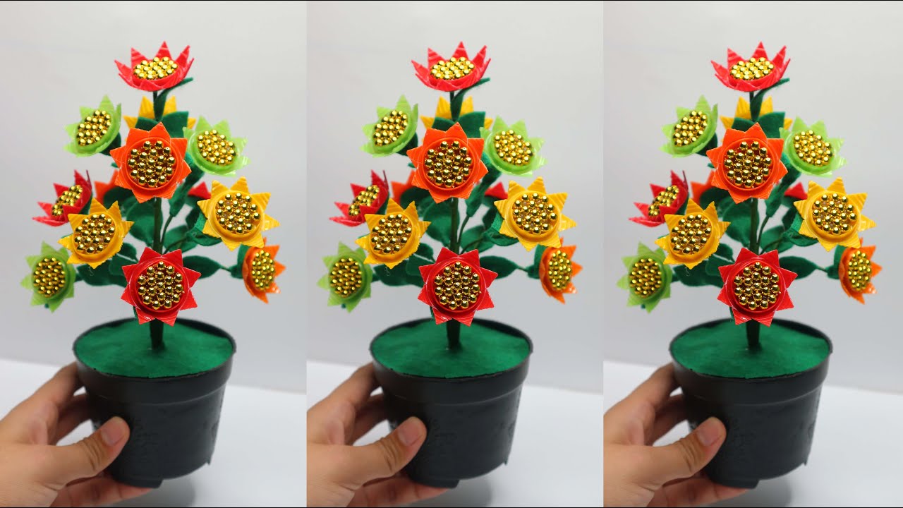 Ide Kreatif tutup botol bekas menjadi bunga hias yang sangat cantik ! How to make Bottle caps flower