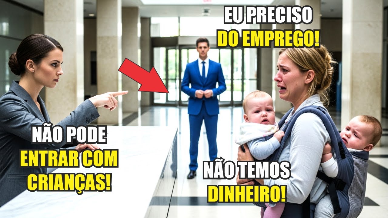 MÃE POBRE LEVA GÊMEAS NA ENTREVISTA É RECUSADA MAS O DONO BILIONÁRIO VÊ TUDO E MUDA TUDO