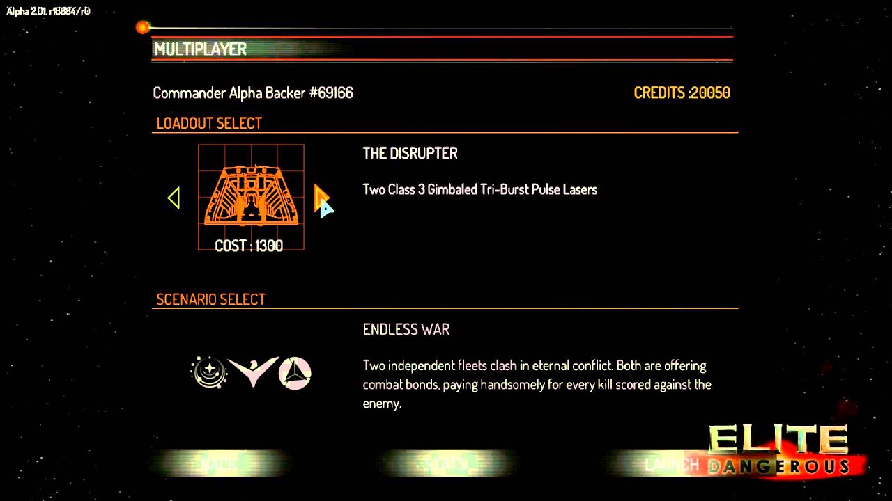 Elite Dangerous Alpha 2.1 ship loadouts