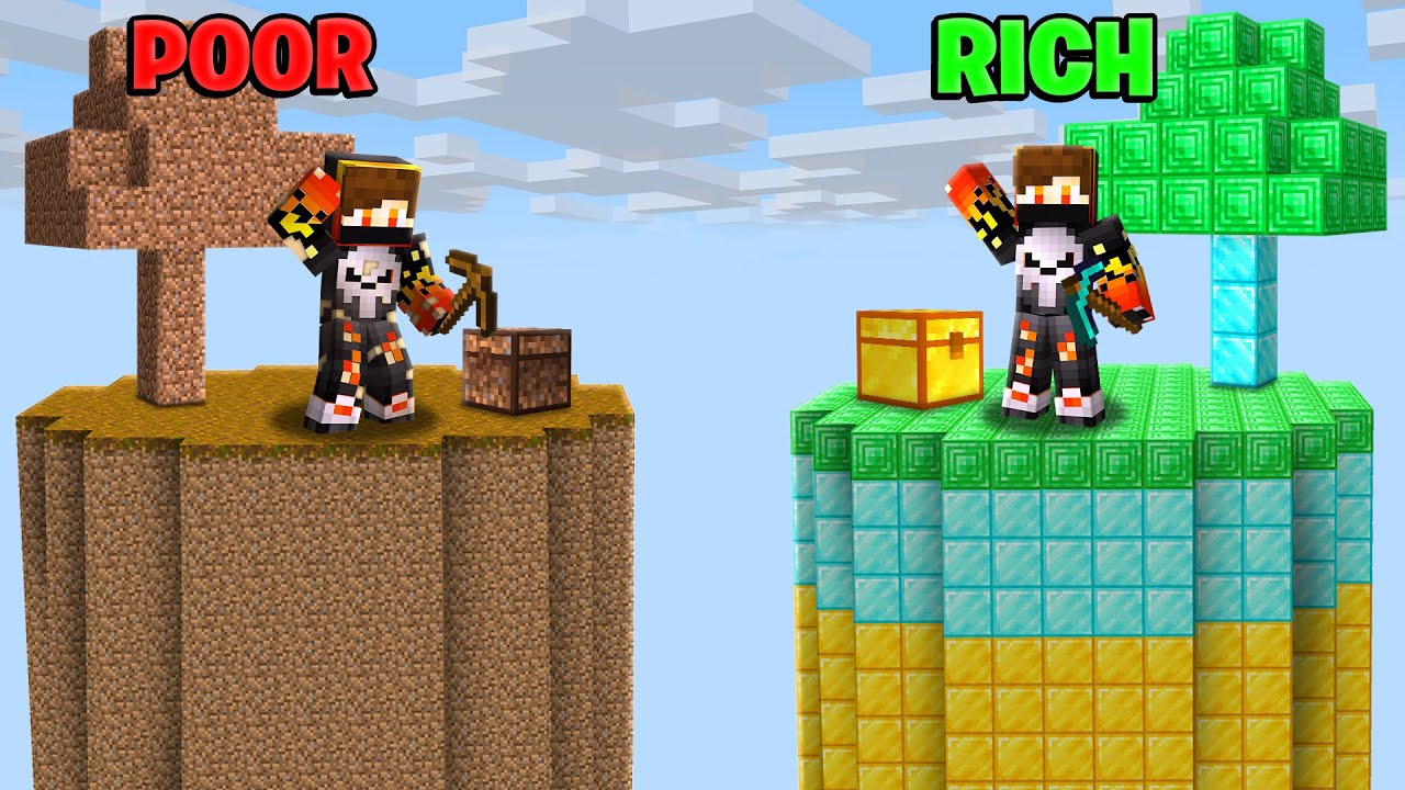 DIRT ISLAND VS DIAMOND ISLAND IN ONE CHUNK MINECRAFT !!!