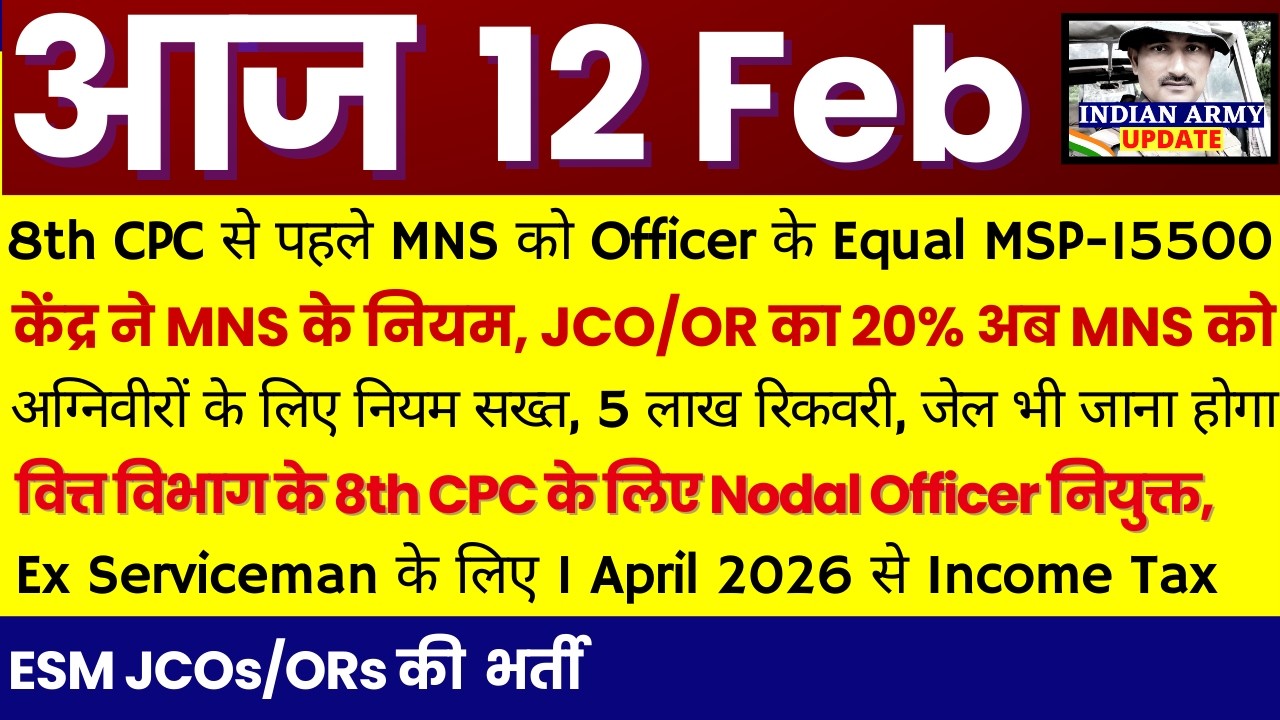 8th  CPC से पहले MNS को Equal MSP-15500, नियम बदले अब JCO/OR का हिस्सा 20% खत्म | 8th CPC Nodal offr